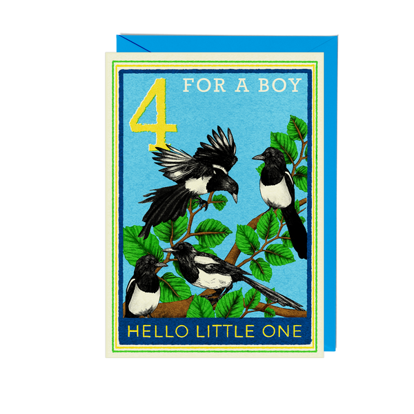 Magpie New Baby Boy Card by Fawn and Thistle