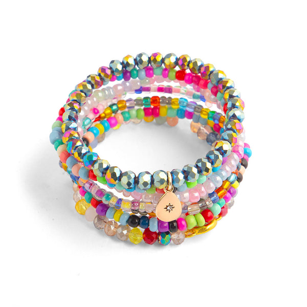 Multicolour Flossi Bracelet Stack
