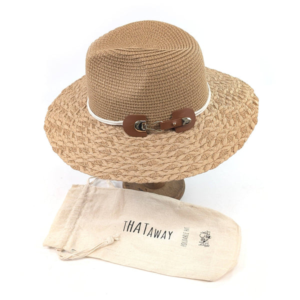 Plaited Trim Neutral Panama Folding Hat