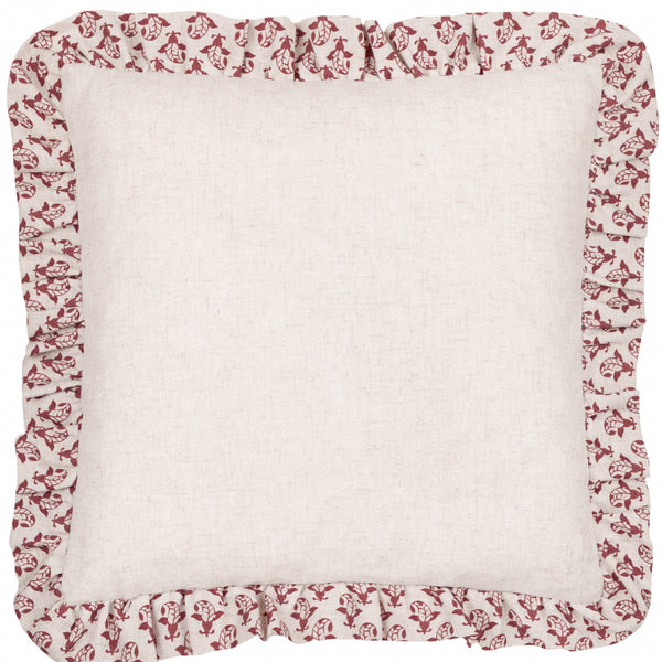 Dark Pink Lulah Block Printed Ruffle Cushion Feather 45cm