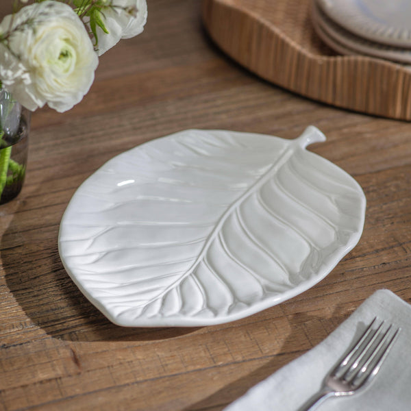 White Large Leaf Platter