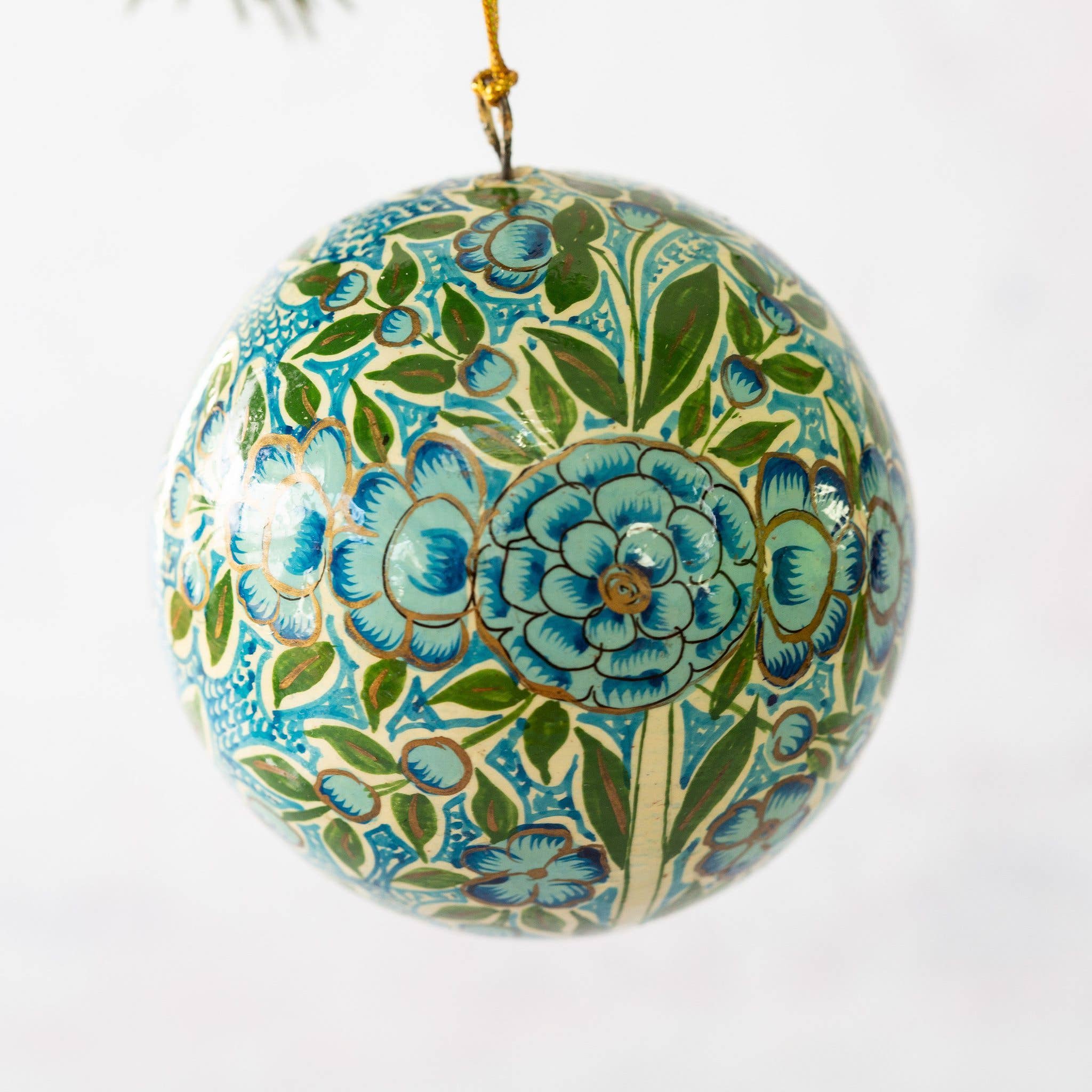 3" Turquoise & Green Floral Christmas Tree Bauble Decoration