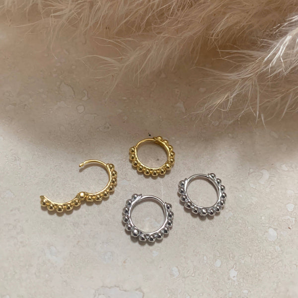 Gold Plated Hinged Bubble Hoop Earrings by Little Nell