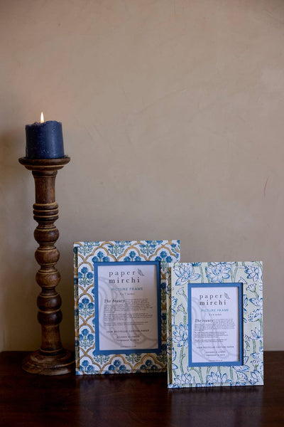 Indigo Trellis Block Printed Picture Frame (5X7)