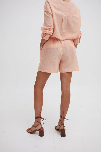 Heidi Orange Stripe Linen Blend Shorts by Fika