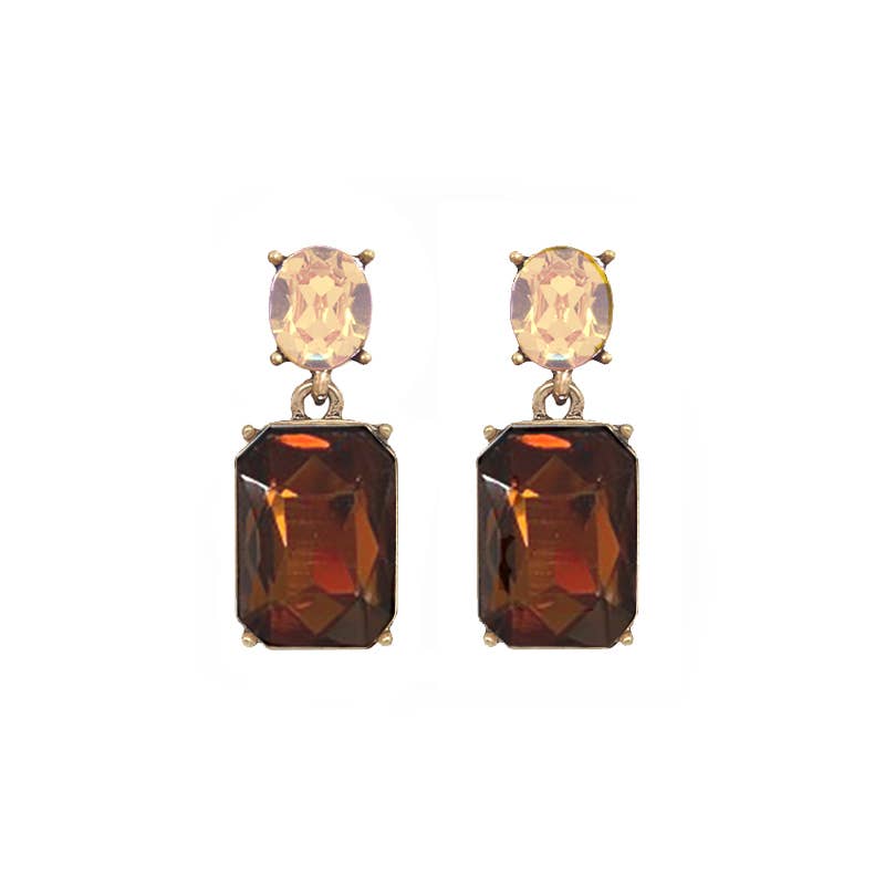 Amber Oval Twin Gem Post Earring