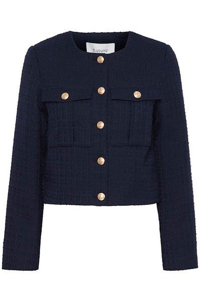 Navy Knitted Boucle Jacket by B Young