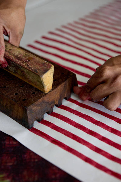 Block Printed Wrapping Paper Sheets - Gingham
