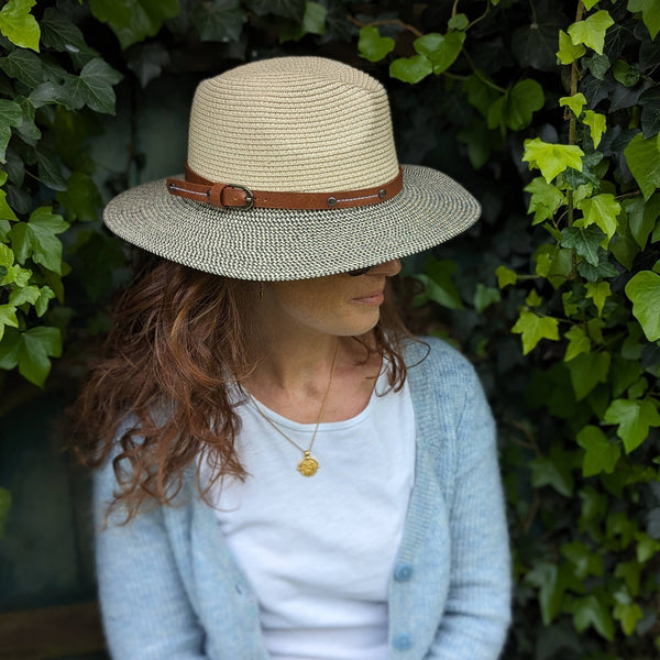 Neutral Folding Panama Style Sun Hat