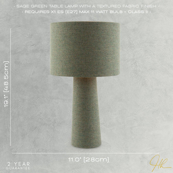 Forest and Olive Green Jacquard Linen Lamp with Fabric Shade and Base