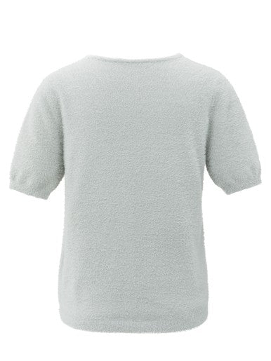 Soft Grey Fluffy Cardigan By Yaya