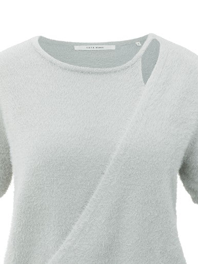 Soft Grey Fluffy Cardigan By Yaya