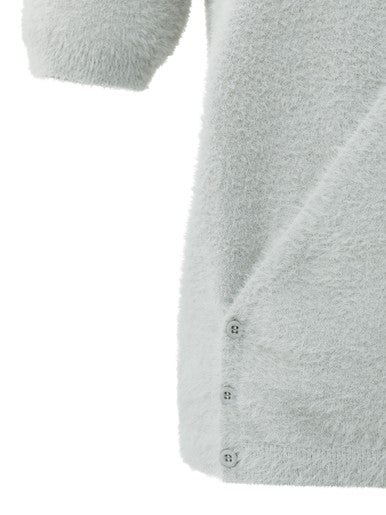 Soft Grey Fluffy Cardigan By Yaya