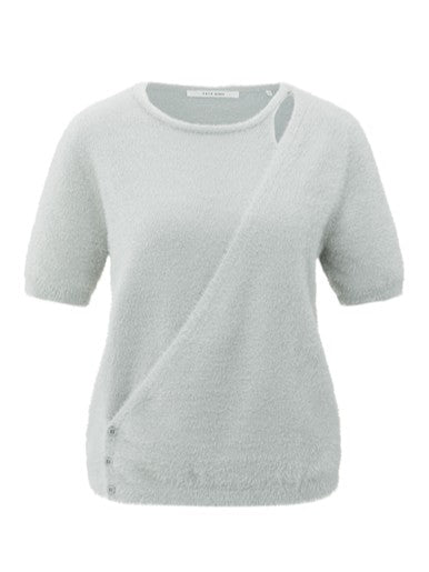 Soft Grey Fluffy Cardigan By Yaya