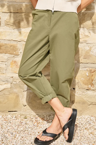 Khaki Barrel Cotton Cargos By Yaya
