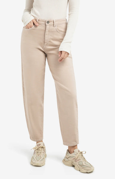 Neutral Washed High-Waist Mom Jeans By Yaya
