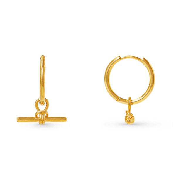 Gold Dainty T-Bar Knot Hoop Earrings by Orelia