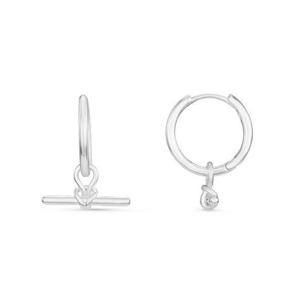 Silver Dainty T-Bar Knot Hoop Earrings by Orelia