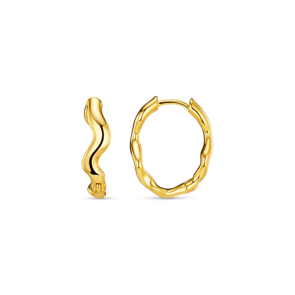 Gold Organic Wave Oval Hoop Earrings by Orelia