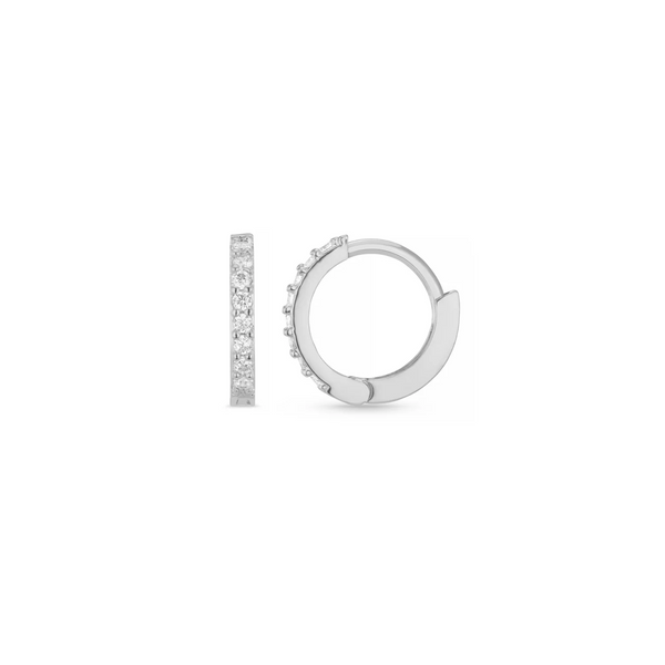 Silver Pavé Huggie Hoop Earrings by Orelia