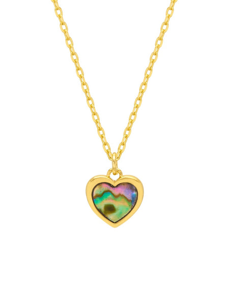 Abalone Heart Necklace - Gold Plated - by Estella Bartlett