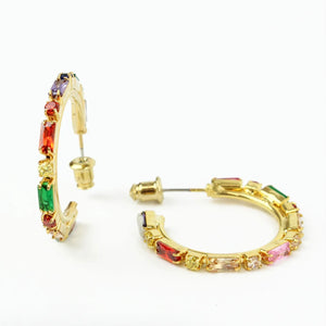 Rainbow Gemstone Hoop Earrings by My Doris