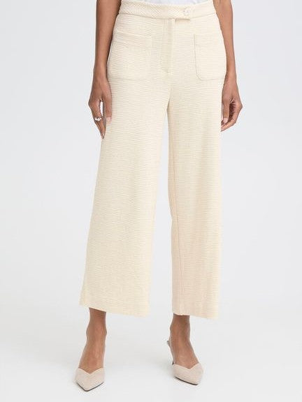 Almond Textured Jersey Cropped Trousers by Ichi