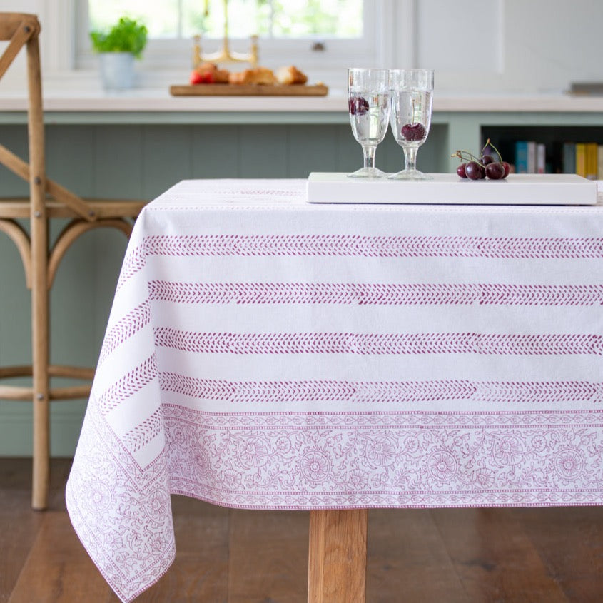 Raspberry Block Print Tablecloth