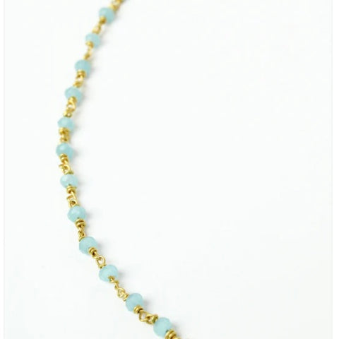 Sky Blue Crystal & Chain Necklace by My Doris