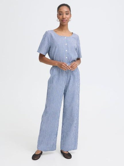 Blue Gingham Trousers by Ichi