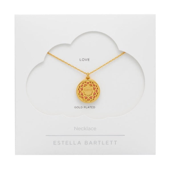Pink Enamel Mandala Necklace - Gold Plated - by Estella Bartlett