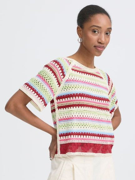 Boxy Knitted Multicolour Jumper by Ichi
