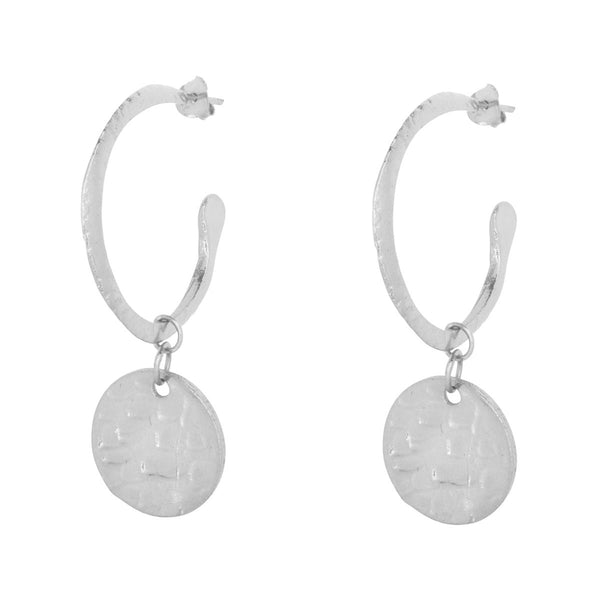 Silver-Plated Coin Hoop Earrings by Ashiana