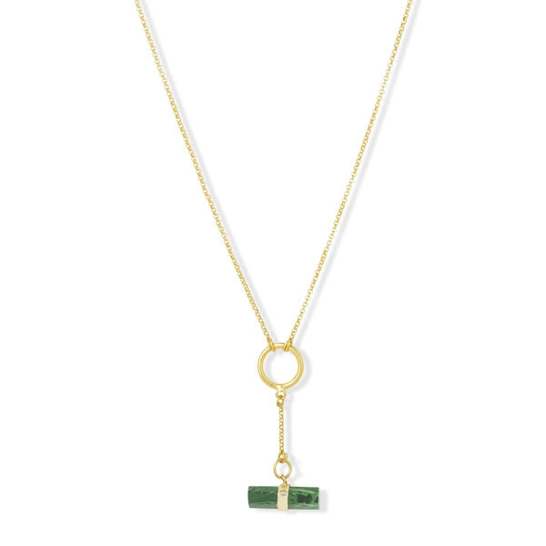Green Malachite Gemstone Bar Pendant Necklace by Ashiana