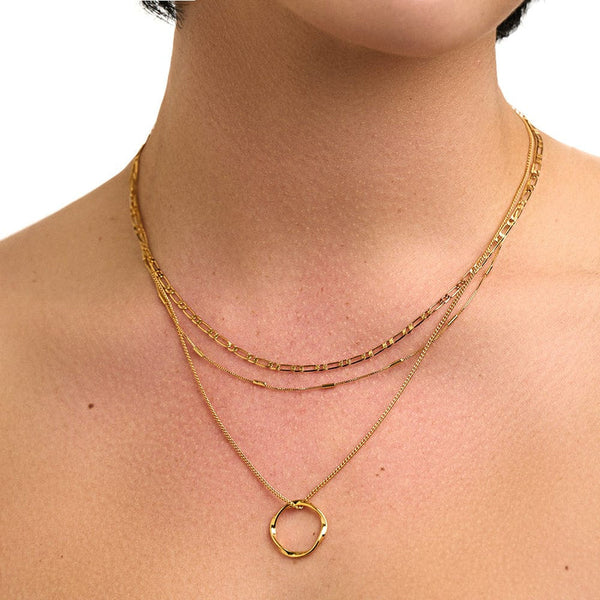 Gold Open Circle Three Stack Necklace by Orelia