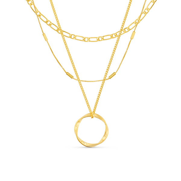 Gold Open Circle Three Stack Necklace by Orelia