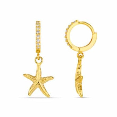 Pavé & Starfish Micro Hoop Earrings by Orelia