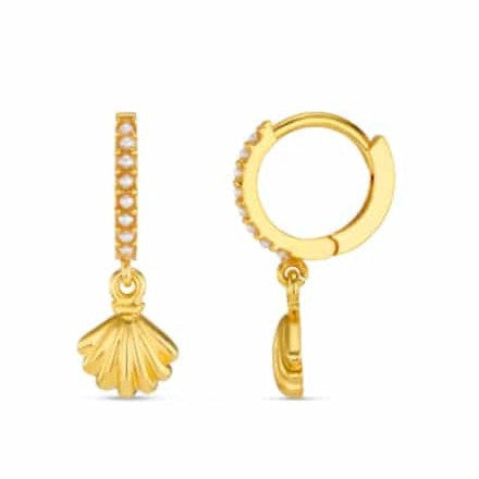 Pearl & Shell Micro Hoop Earrings by Orelia