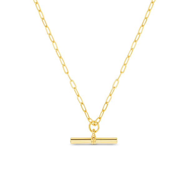 Gold Chunky T-Bar Mid Length Necklace by Orelia
