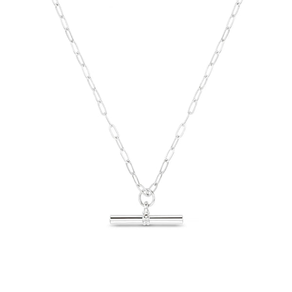 Silver Chunky T-Bar Mid Length Necklace by Orelia