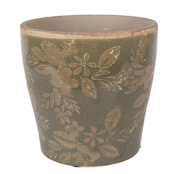 Floral Green Ceramic Planter