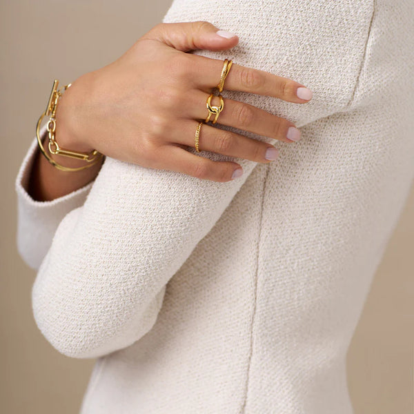 Gold Interlocking Open Adjustable Ring by Orelia