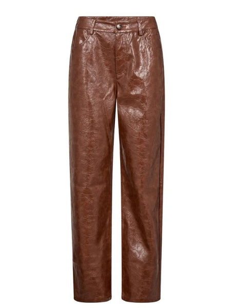 Cognac Faux Leather Trouser by Co Couture