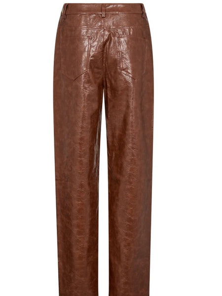 Cognac Faux Leather Trouser by Co Couture