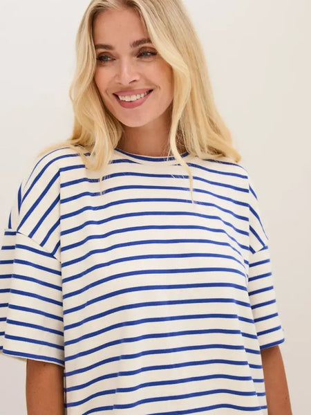 Colbalt Stripe Oversize Tee by Fika