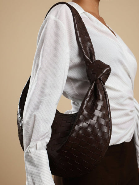 Chocolate Faux Leather Shoulder Bag