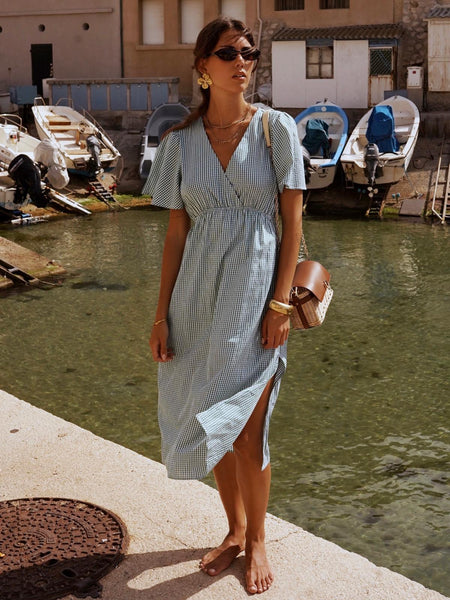 Green Gingham Cotton Dress