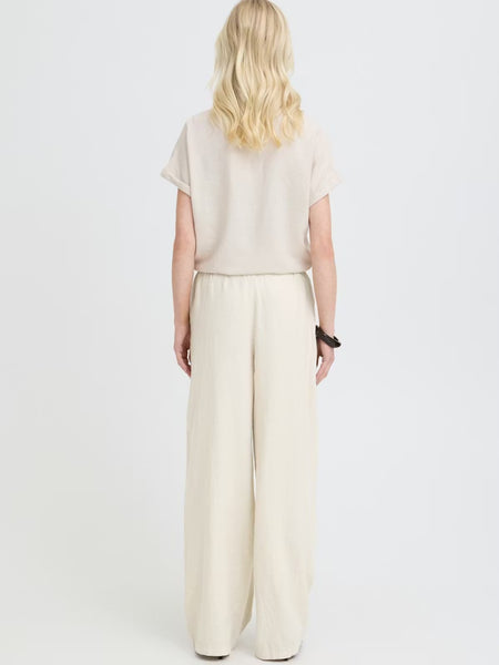 Beige Linen Mix Long Trouser by B Young
