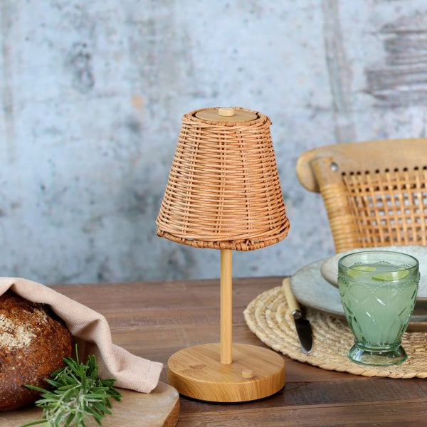 Rattan Shade Rechargeable Table Lamp