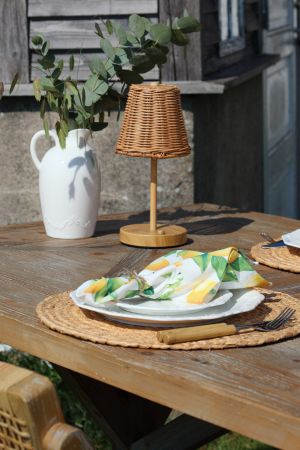 Rattan Shade Rechargeable Table Lamp